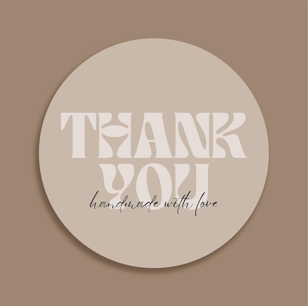 Vector vector thank you sticker template business packaging retro 70s