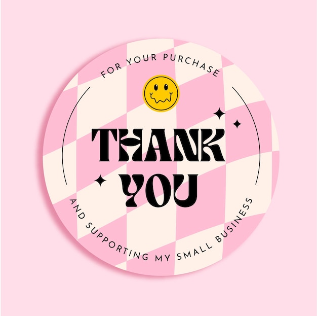 Vector thank you sticker template business packaging sticker