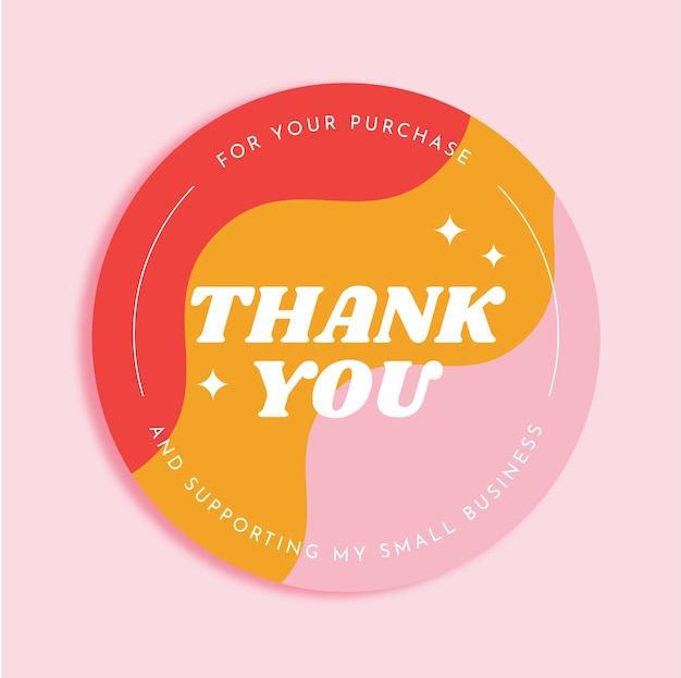 Vector thank you sticker template business packaging sticker