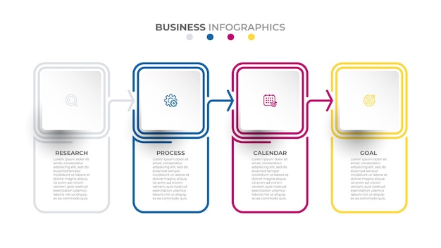 vector thin line elements template business concept with 4 options or steps