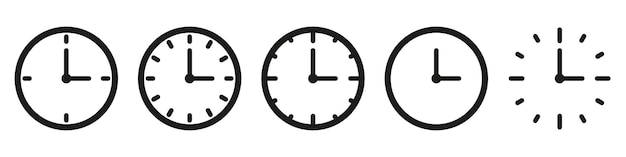 Vector Time and Clock icons setClocks icon collection design Horizontal set of analog clock icon