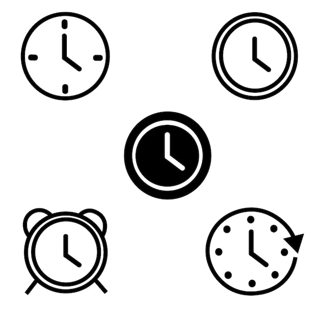 Vector vector time and clock icons setclocks icon collection design horizontal set of analog clock icon