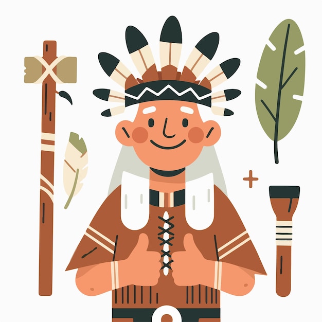 Vector vector of traditional people with a simple flat design style and white background