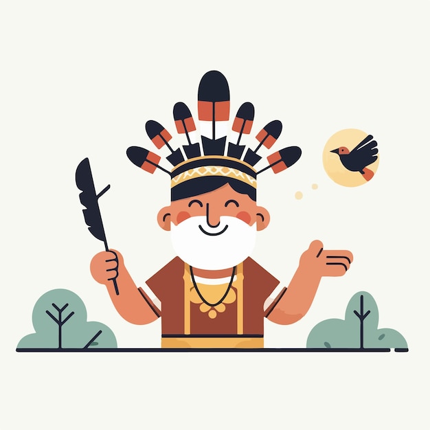 Vector vector of traditional people with a simple flat design style and white background