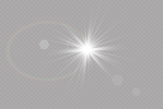 Vector transparent sun light with special glare light effect. Sun glare