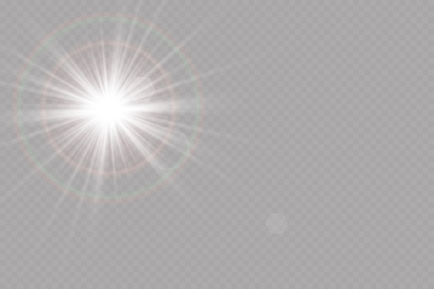 Vector transparent sun light with special glare light effect. Sun glare