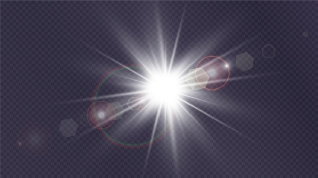 Vector transparent sun light with special glare light effect. Sun glare