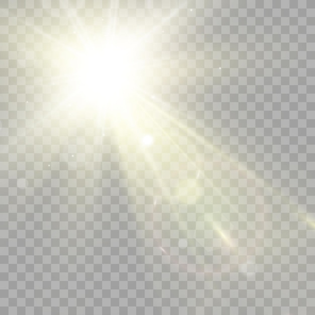 Vector transparent sunlight special lens flare light effect. Bright beautiful star.