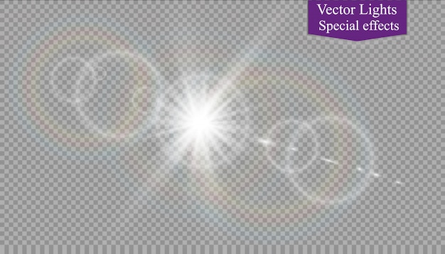 Vector transparent sunlight special lens flare light effect.