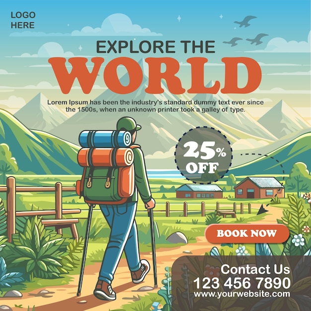 Vector vector travel and explore advertisement sale poster