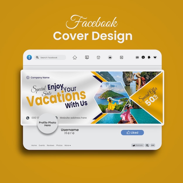 Vector travel and tourism facebook cover template