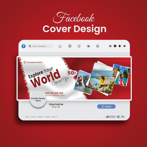 Vector travel and tourism facebook cover template