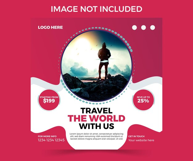 Vector travel and tourism instagram post or social media post template design