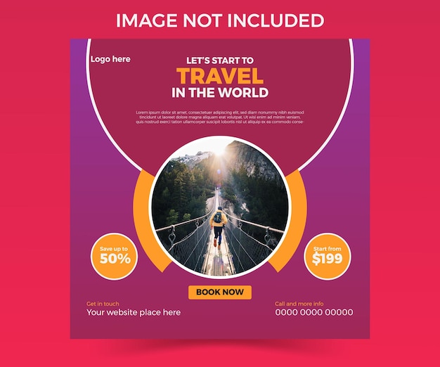 Vector travel and tourism instagram post or social media post template design