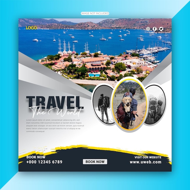 Vector travel and tourism Instagram post or social media post template