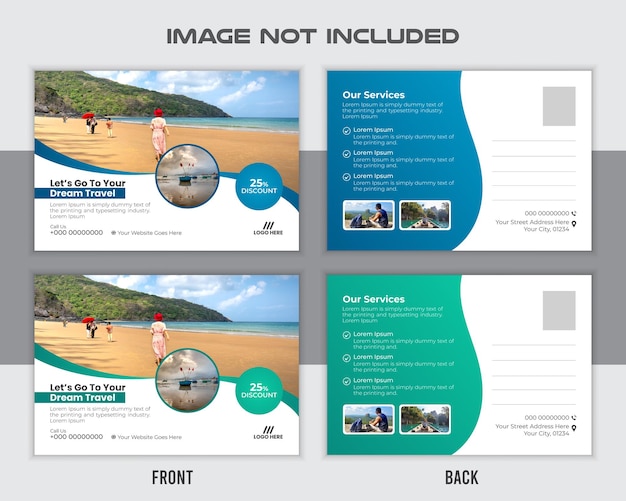 Vector travel trip postcard design template