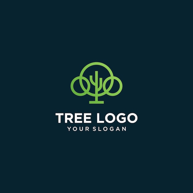 vector tree line art logo design