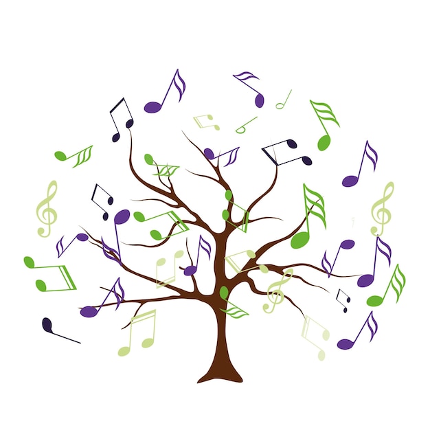 Vector tree with musical notes