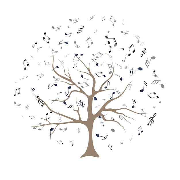 Vector tree with musical notes