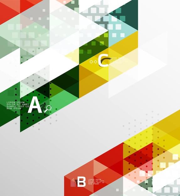 Vector triangle banner colorful geometric shapes with option infographic minimalistic design