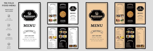 Vector Trifold Food Menu Brochure Template