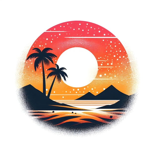 vector tshart beach sunset logo