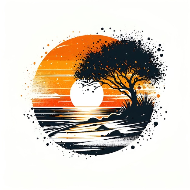 vector tshart beach sunset logo