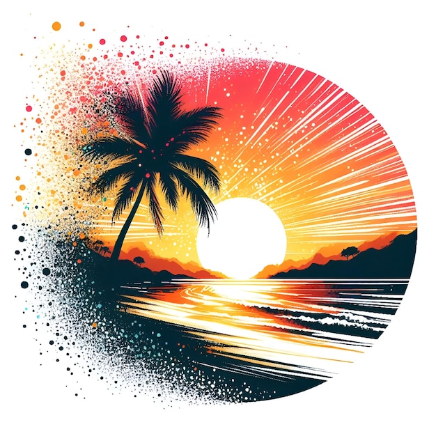 vector tshart beach sunset logo