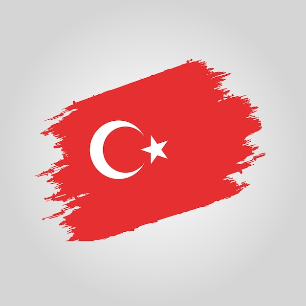 Vector Turkiye flag Brush stroke with grunge background template