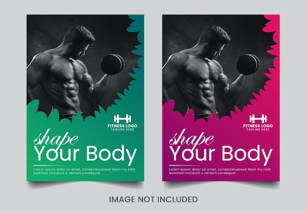 Vector vector two color fitness gym book cover template