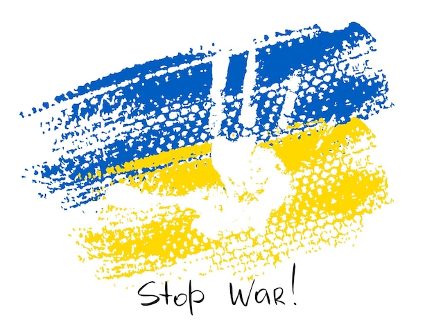 Vector ukraine flag with palm with stop the war in ukraina