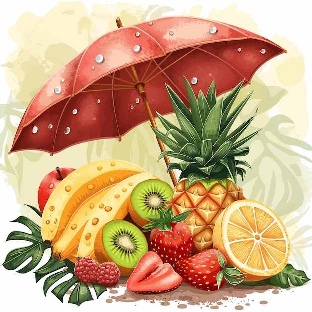 vector umbrella with friuts