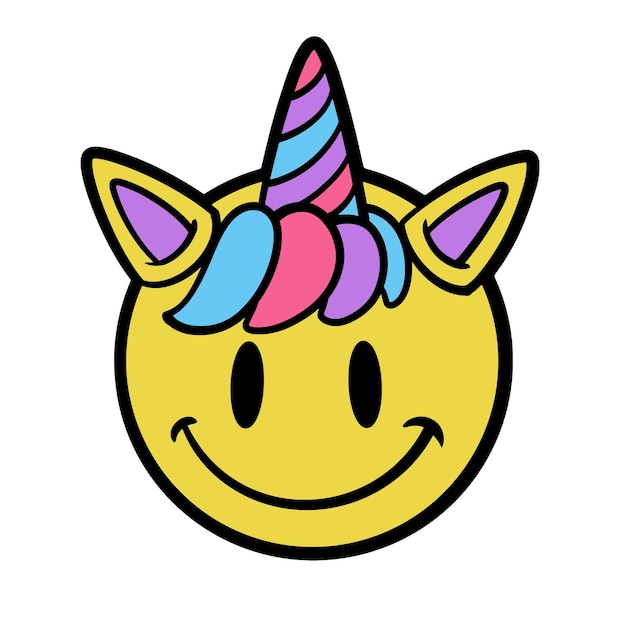 Vector Unicorn Emoticon Streetwear Cartoon Illustration