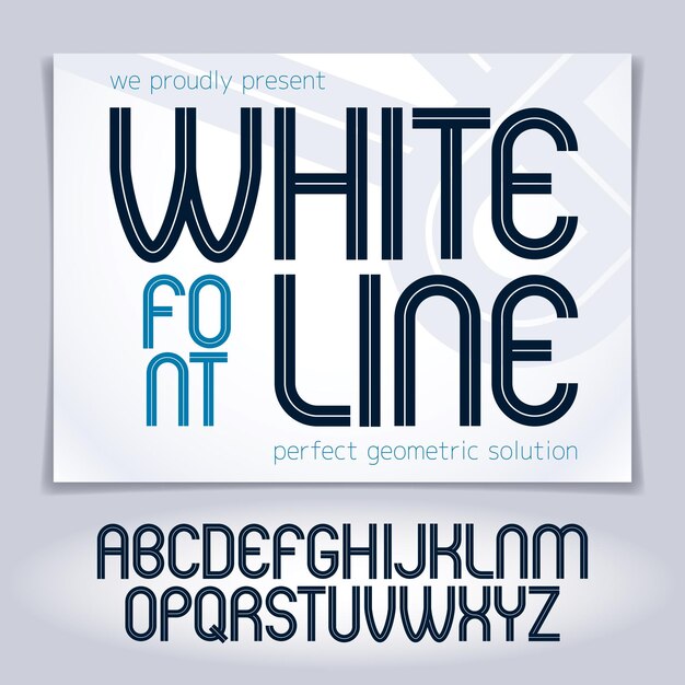 Vector upper case rounded alphabet letters made with white lines, best for use in logotype design in telecommunication theme