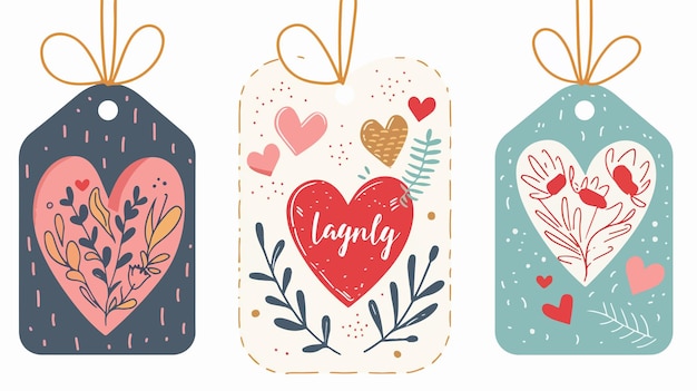 Vector vector valentine day cards templates with handwritten feel