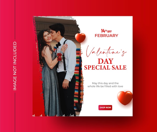 Vector Valentine Day special sale post template or valentines Day Instagram posts template