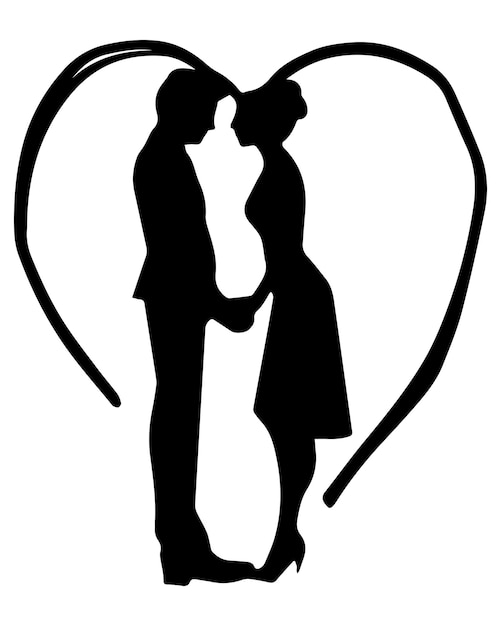 Vector vector valentine love heart couple silhouette logo