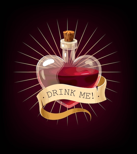 Vector Valentines Day card with love elixir