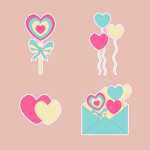 Vector valentines day stickers collection