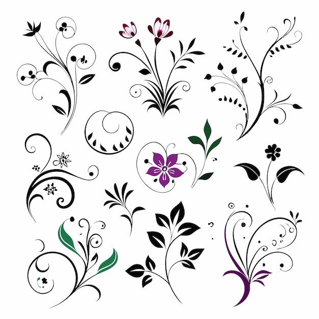 Vector vector various different coloring floral designs 24