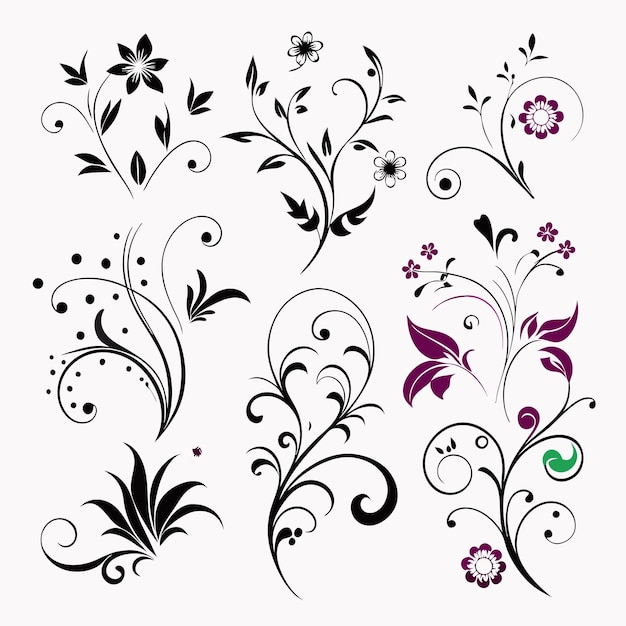 Vector various different coloring floral designs 27