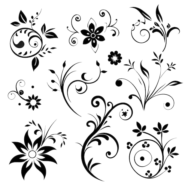 Vector various different coloring floral designs 2