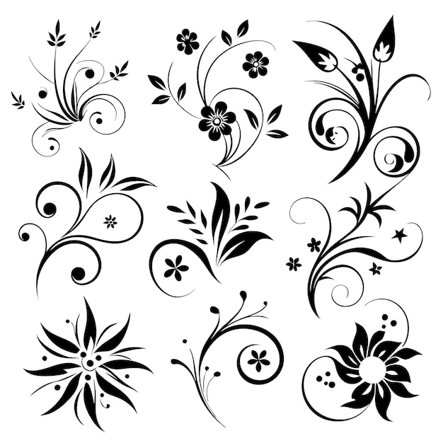 Vector various different coloring floral designs 3