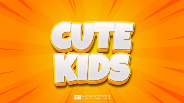 Vector vector 3d text cute kids editable text effect font