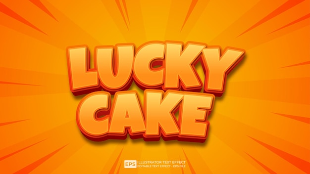 Vector vector 3d text lucky cake editable text effect font