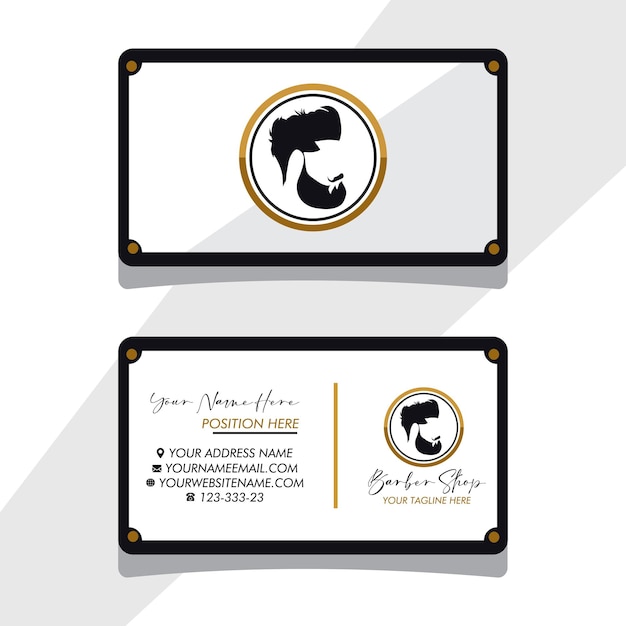 Vector vector vector barber shop business card and mens salon or barber shop logo black and white