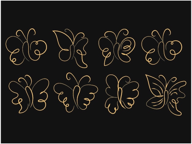 Vector vector hand drawn butterfly outline pack