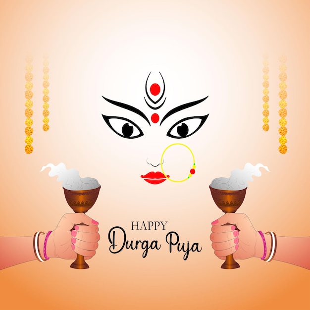 Vector vector illustration of happy durga puja subh navratri