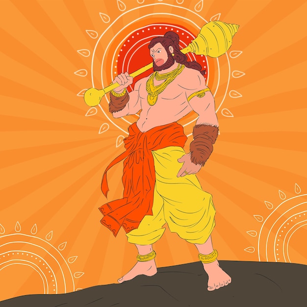 Vector Veer Hanuman Illustration