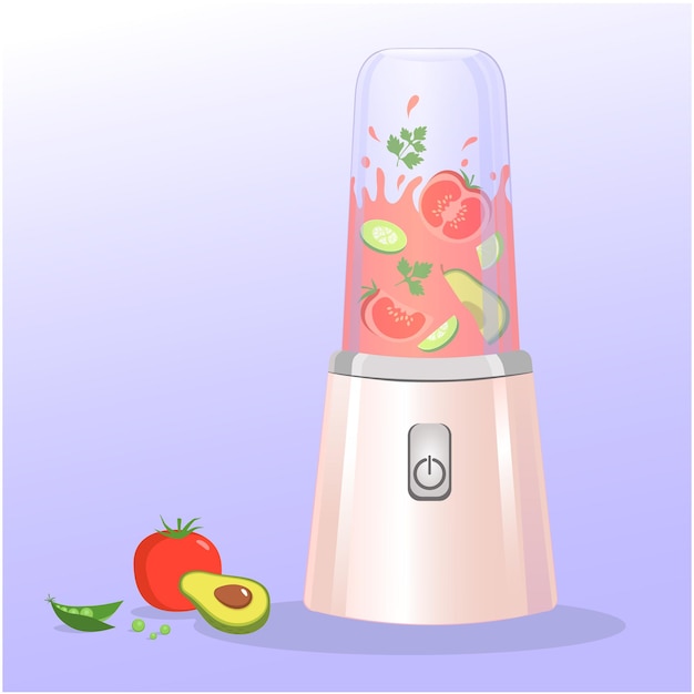 Vector vegetable blender Preparation of juice from vegetables